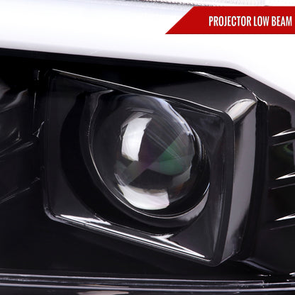 1999-2004 Ford F-250/F-350/F-450/F-550 /2000-2004 Ford Excursion LED Bar Projector Headlights (Jet Black Housing/Clear Lens)