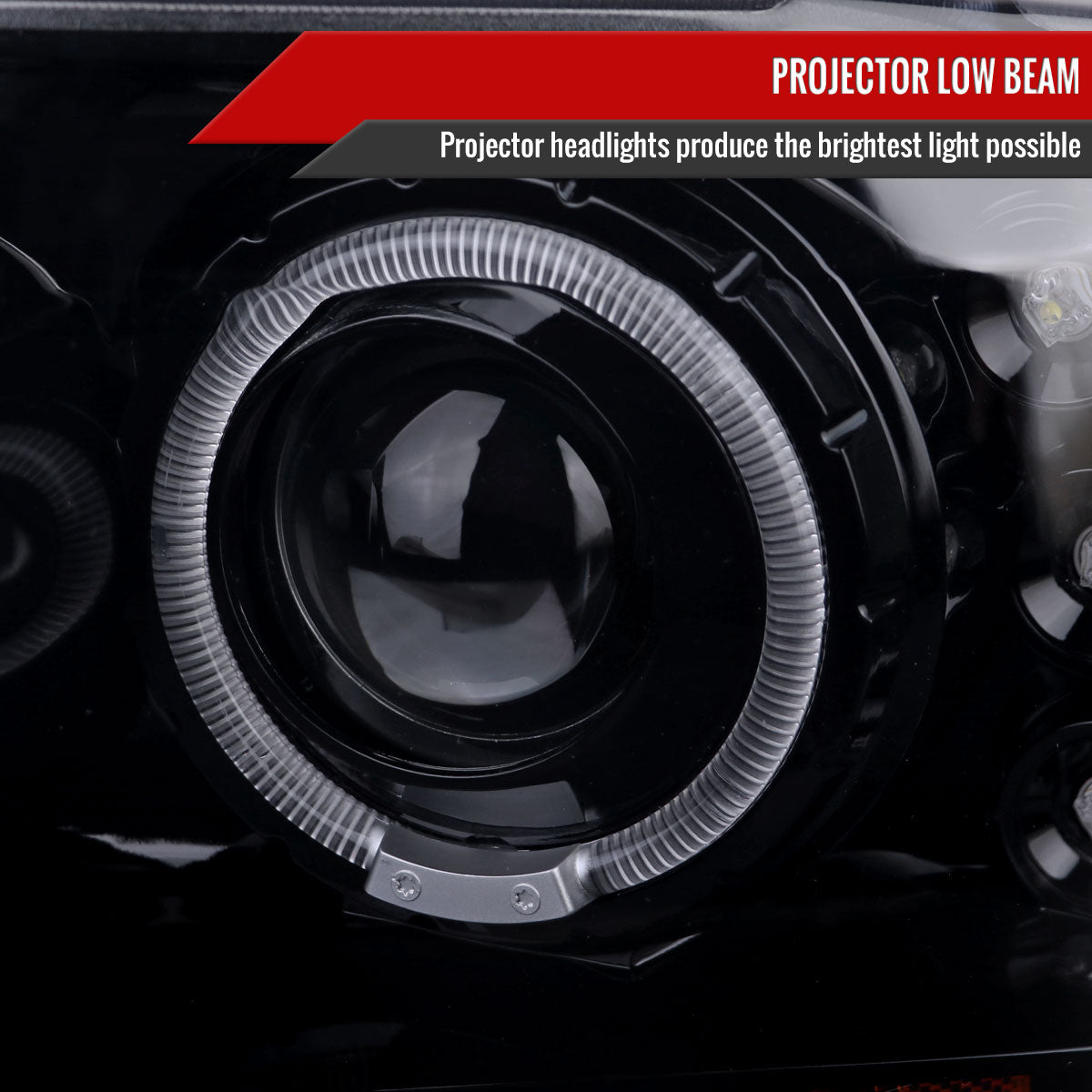 1999-2004 Ford Excursion F-250 F-350 F-450 F-550 Dual Halo Projector Headlights (Glossy Black/Smoked Lens)
