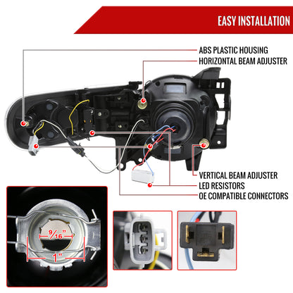 2007-2014 Toyota FJ Cruiser Switchback Sequential Turn Signal Animated LED Bar Projector Headlights (Matte Black Housing/Smoked Lens)