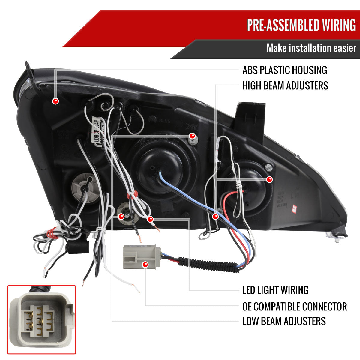 2000-2004 Ford Focus Dual Halo Projector Headlights (Matte Black Housing/Clear Lens)