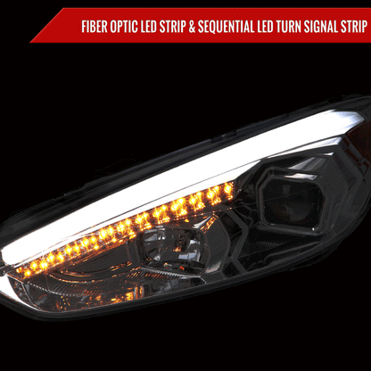 2015-2018 Ford Focus LED Sequential Signal Projector Headlights (Chrome Housing/Clear Lens)