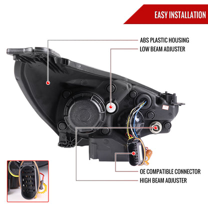 2015-2018 Ford Focus LED Sequential Signal Projector Headlights (Glossy Black Housing/Smoked Lens)