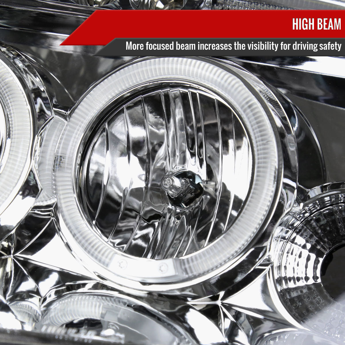 2001-2004 Nissan Frontier Dual Halo Projector Headlights (Chrome Housing/Clear Lens)