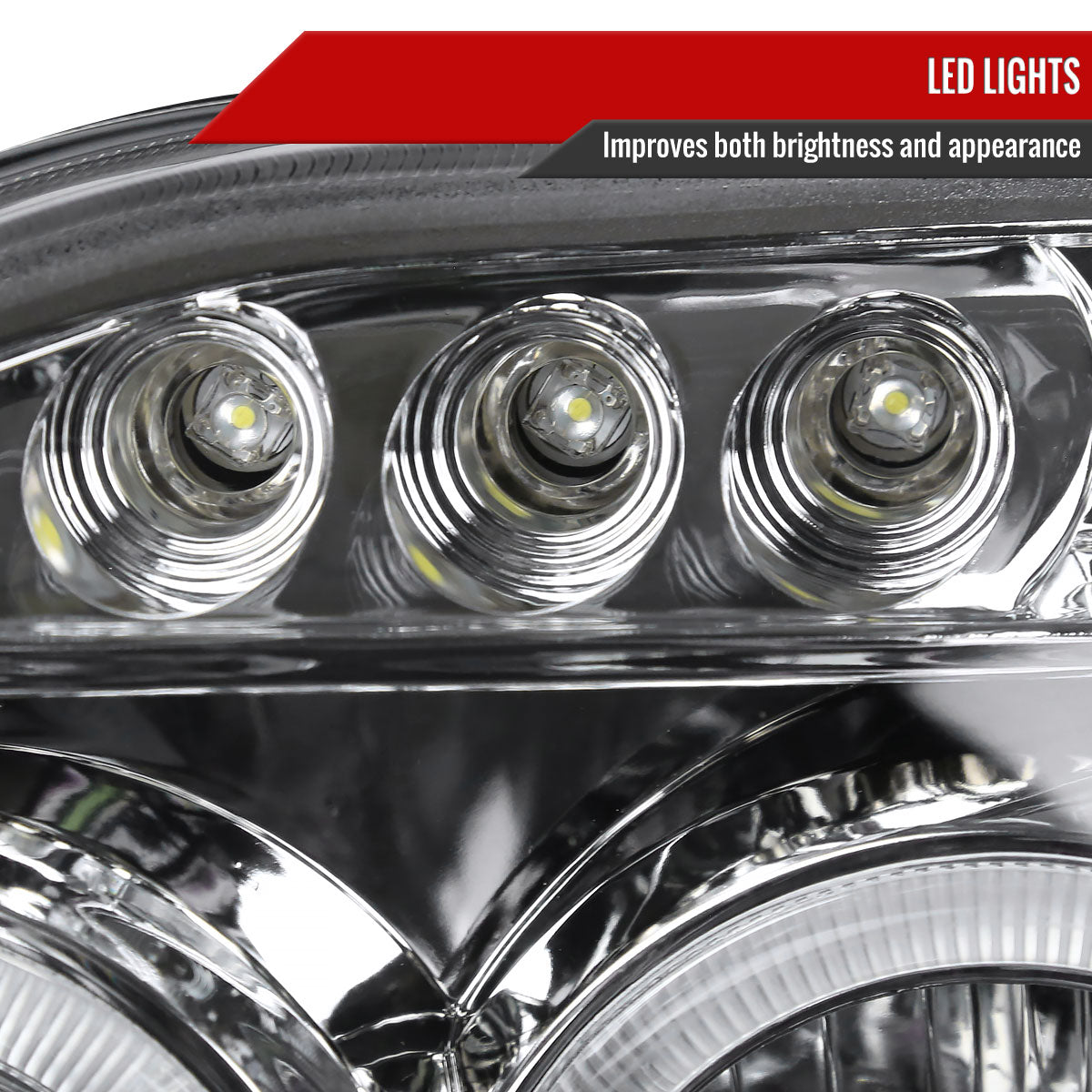 2001-2004 Nissan Frontier Dual Halo Projector Headlights (Chrome Housing/Clear Lens)