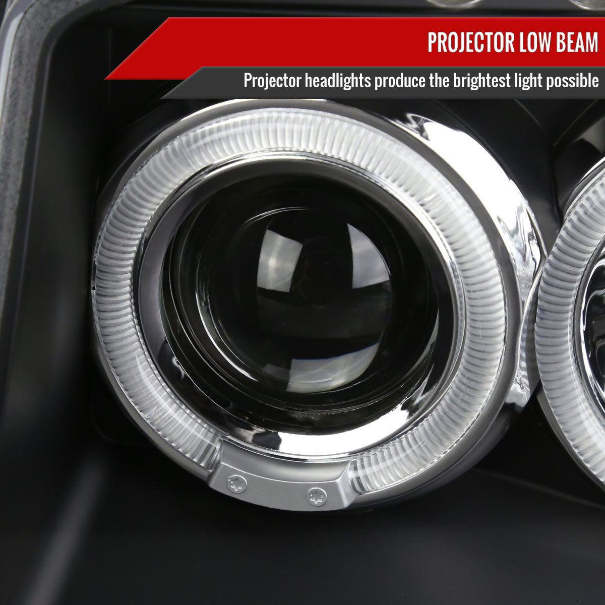2001-2004 Nissan Frontier Dual Halo Projector Headlights (Matte Black Housing/Clear Lens)