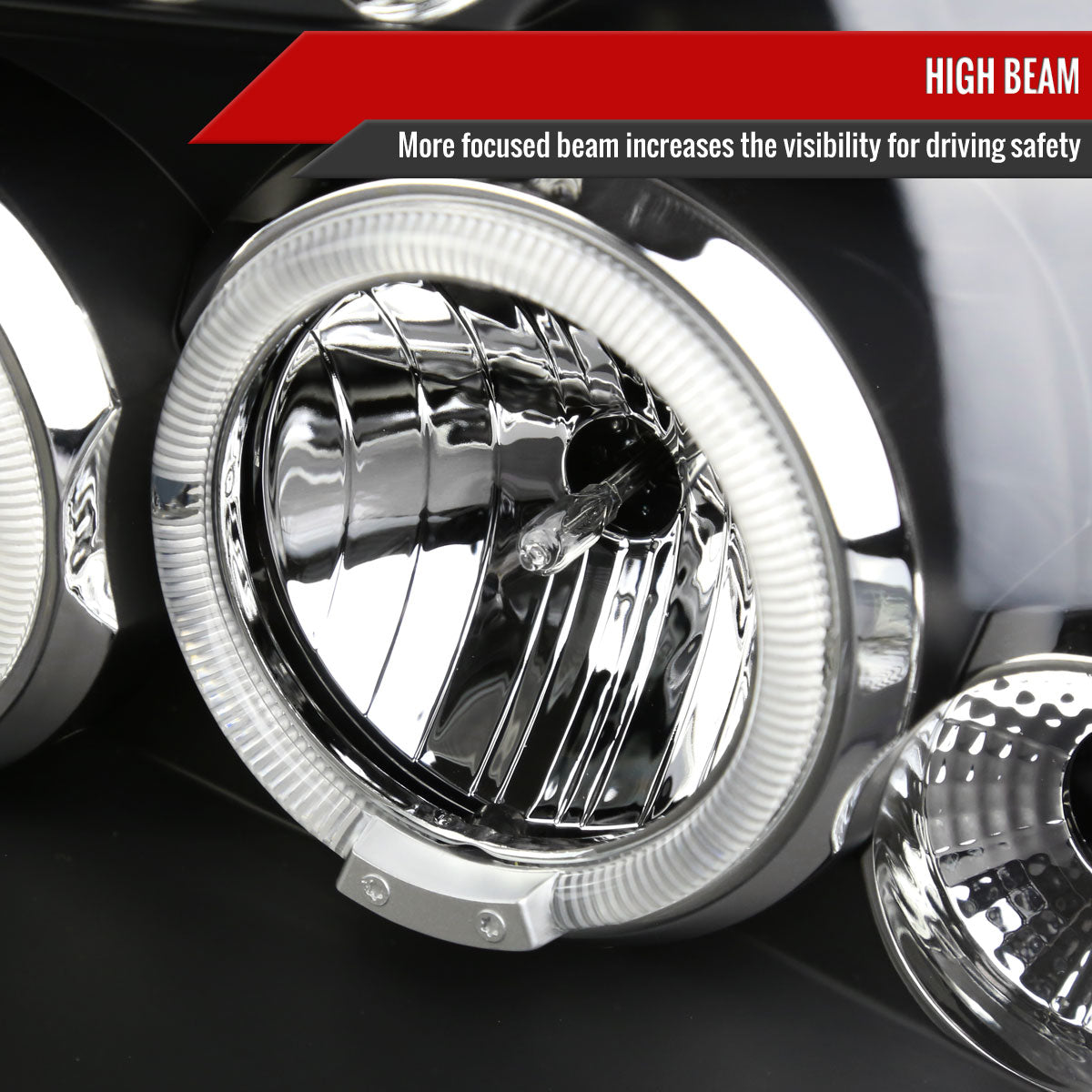 2001-2004 Nissan Frontier Dual Halo Projector Headlights (Matte Black Housing/Clear Lens)