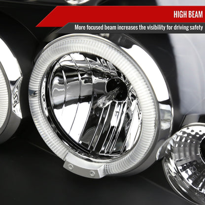 2001-2004 Nissan Frontier Dual Halo Projector Headlights (Matte Black Housing/Clear Lens)