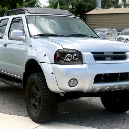 2001-2004 Nissan Frontier Dual Halo Projector Headlights (Matte Black Housing/Clear Lens)