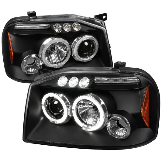 2001-2004 Nissan Frontier Dual Halo Projector Headlights (Matte Black Housing/Clear Lens)