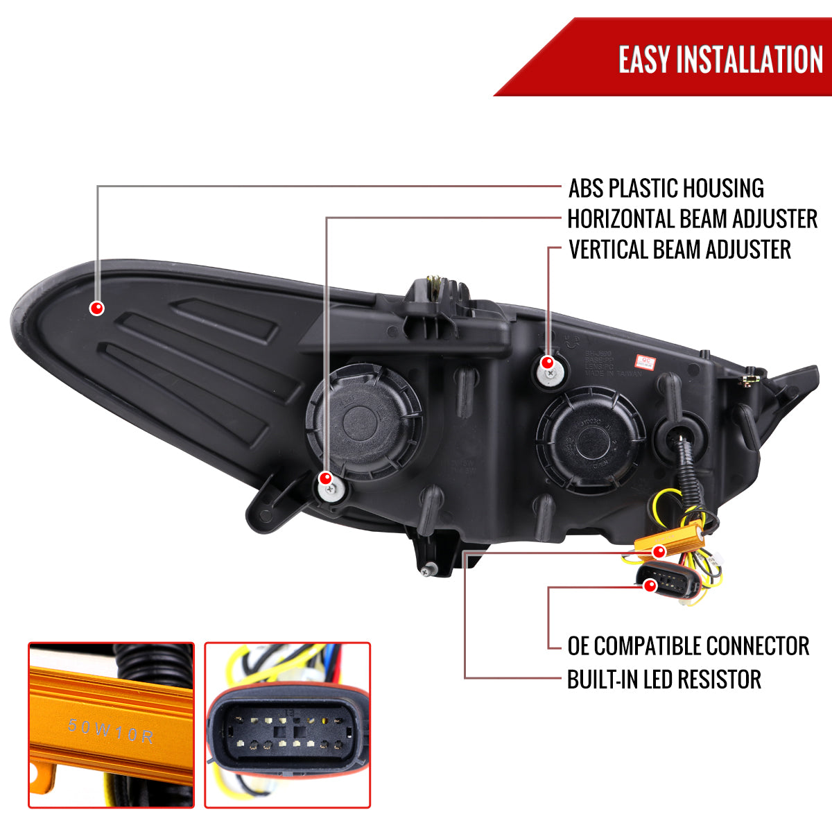 2013-2016 Ford Fusion Switchback Sequential Turn Signal Projector Headlights (Glossy Black Housing/Smoked Lens)