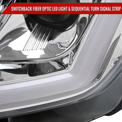 2008-2013 Infiniti G37/2014-2015 Q60 Coupe/Convertible Sequential Switchback LED Turn Signal Projector Headlights (Chrome Housing/Clear Lens)