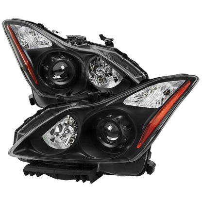 2008-2013 Infiniti G37/2014-2015 Q60 2 Door Coupe/Convertible Factory Style Projector Headlights (Matte Black Housing/Clear Lens)
