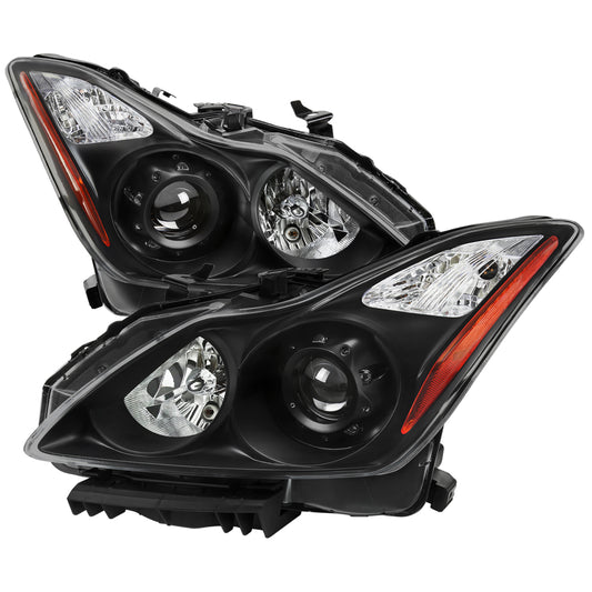 2008-2013 Infiniti G37/2014-2015 Q60 2 Door Coupe/Convertible Factory Style Projector Headlights (Matte Black Housing/Clear Lens)