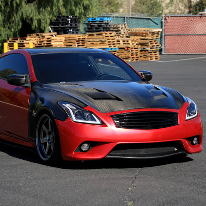 2008-2013 Infiniti G37/2014-2015 Q60 Coupe/Convertible Sequential Switchback LED Turn Signal Projector Headlights (Matte Black Housing/Clear Lens)