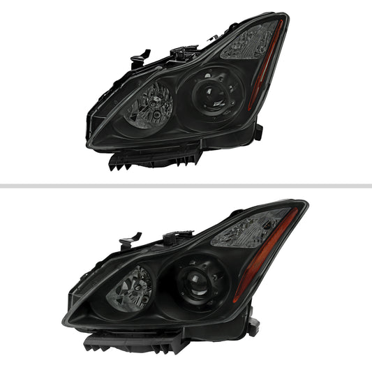 2008-2013 Infiniti G37/2014-2015 Q60 2 Door Coupe/Convertible Factory Style Projector Headlights (Matte Black Housing/Smoked Lens)