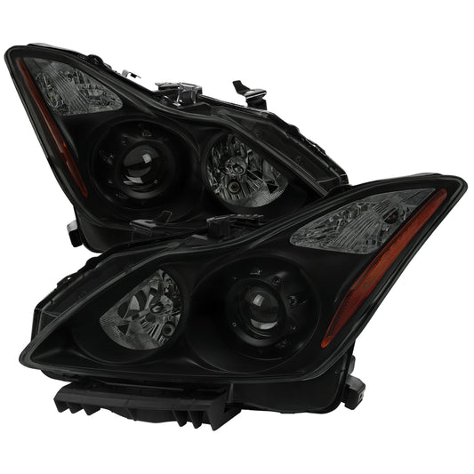 2008-2013 Infiniti G37/2014-2015 Q60 2 Door Coupe/Convertible Factory Style Projector Headlights (Matte Black Housing/Smoked Lens)