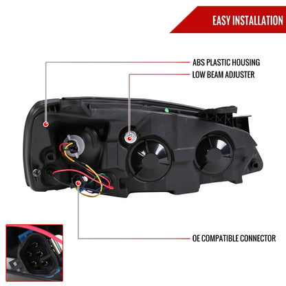 2005-2010 Pontiac G6 Projector Headlights w/ LED Light Strip (Chrome Housing/Smoked Lens)
