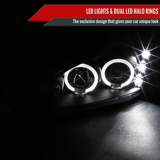 1999-2005 Pontiac Grand AM Dual Halo Projector Headlights (Matte Black Housing/Clear Lens)