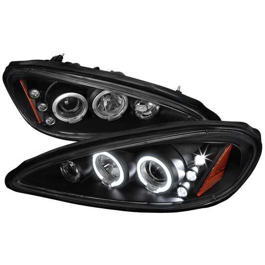 1999-2005 Pontiac Grand AM Dual Halo Projector Headlights (Matte Black Housing/Clear Lens)