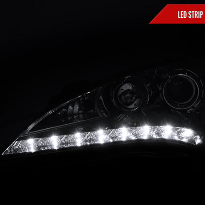 2010-2012 Hyundai Genesis Coupe Projector Headlights w/ SMD LED Light Strip (Chrome Housing/Clear Lens)