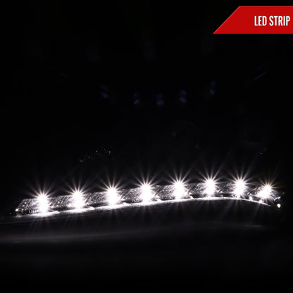 2010-2012 Hyundai Genesis Coupe Projector Headlights w/ SMD LED Light Strip (Jet Black Housing/Clear Lens)