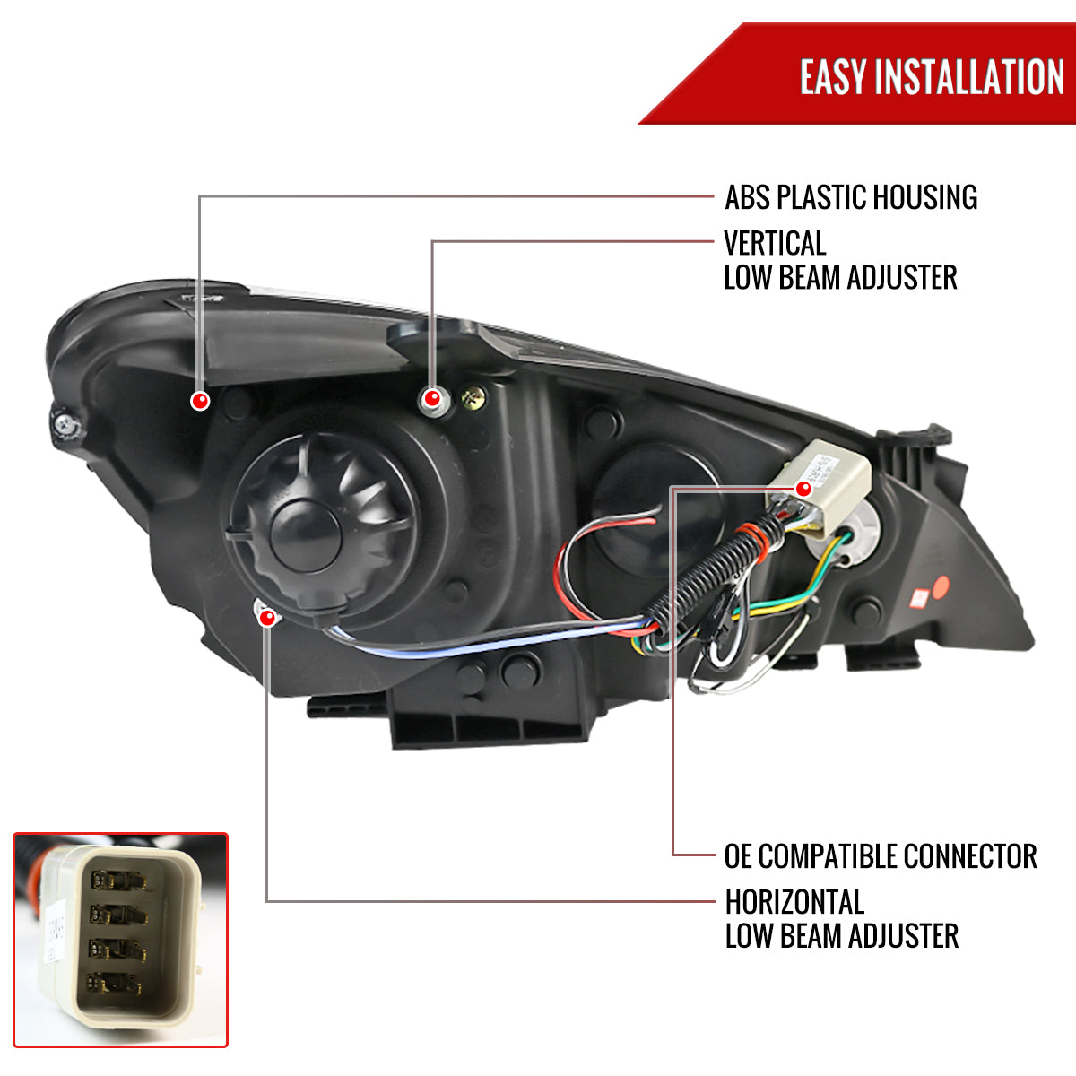 2010-2012 Hyundai Genesis Coupe Projector Headlights w/ SMD LED Light Strip (Matte Black Housing/Clear Lens)