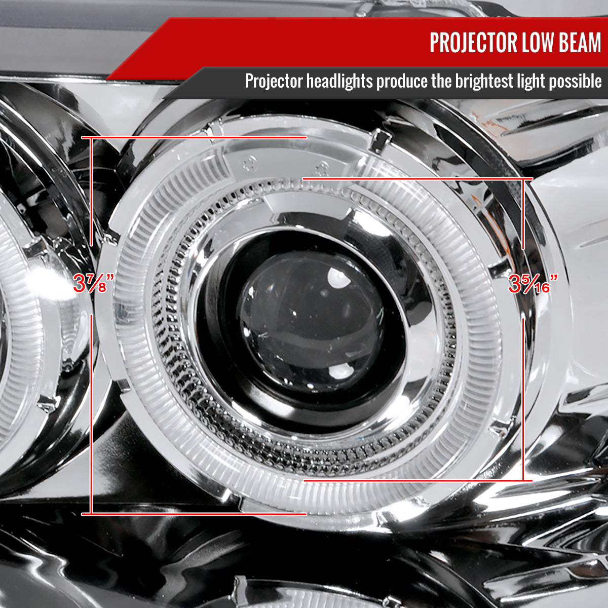 1993-1996 Jeep Grand Cherokee Dual Halo Projector Headlights (Chrome Housing/Clear Lens)