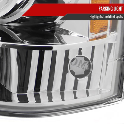 1993-1996 Jeep Grand Cherokee Dual Halo Projector Headlights (Chrome Housing/Clear Lens)
