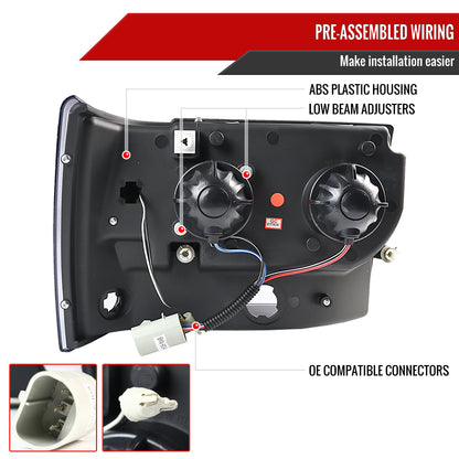 1993-1996 Jeep Grand Cherokee Dual Halo Projector Headlights (Glossy Black Housing/Smoked Lens)