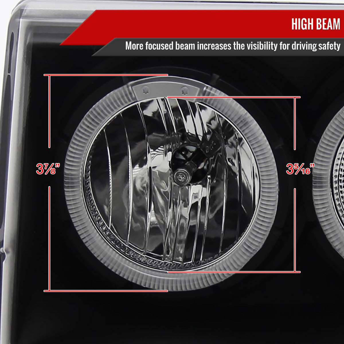 1993-1996 Jeep Grand Cherokee Dual Halo Projector Headlights (Matte Black Housing/Clear Lens)