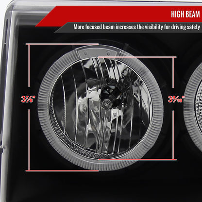 1993-1996 Jeep Grand Cherokee Dual Halo Projector Headlights (Matte Black Housing/Clear Lens)