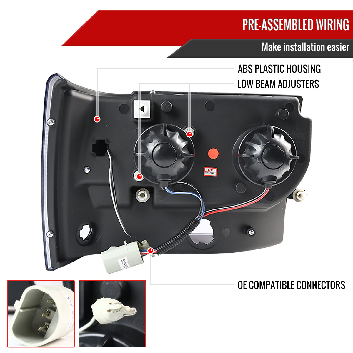 1993-1996 Jeep Grand Cherokee Dual Halo Projector Headlights (Matte Black Housing/Clear Lens)