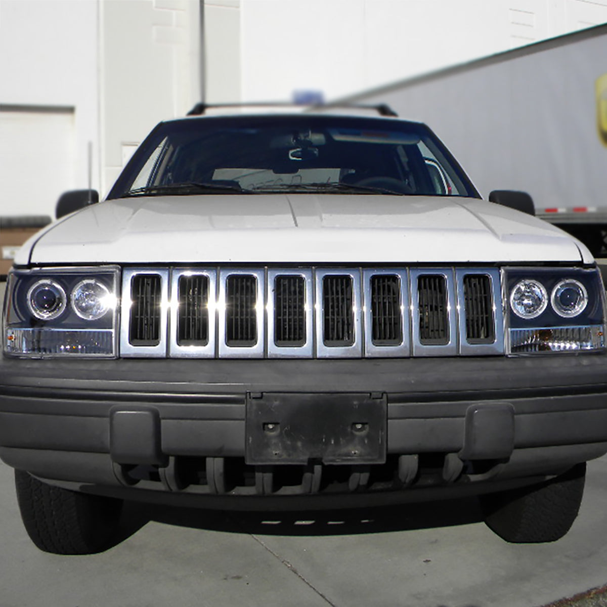 1993-1996 Jeep Grand Cherokee Dual Halo Projector Headlights (Matte Black Housing/Clear Lens)