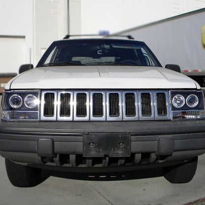 1993-1996 Jeep Grand Cherokee Dual Halo Projector Headlights (Matte Black Housing/Clear Lens)