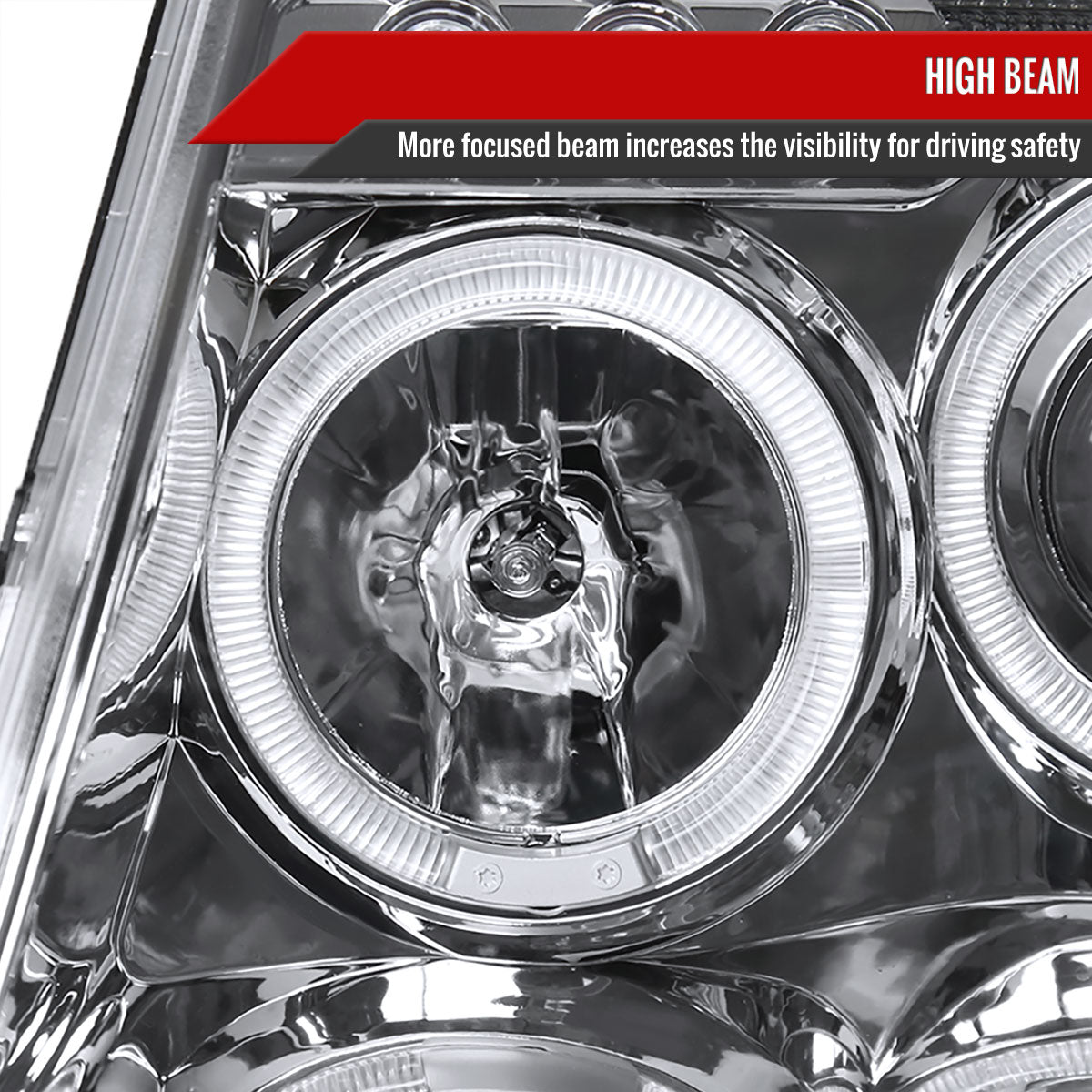1999-2004 Jeep Grand Cherokee Dual Halo Projector Headlights (Chrome Housing/Clear Lens)