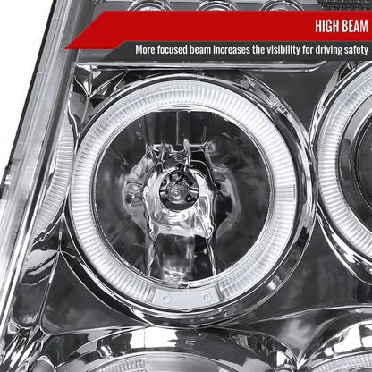 1999-2004 Jeep Grand Cherokee Dual Halo Projector Headlights (Chrome Housing/Clear Lens)