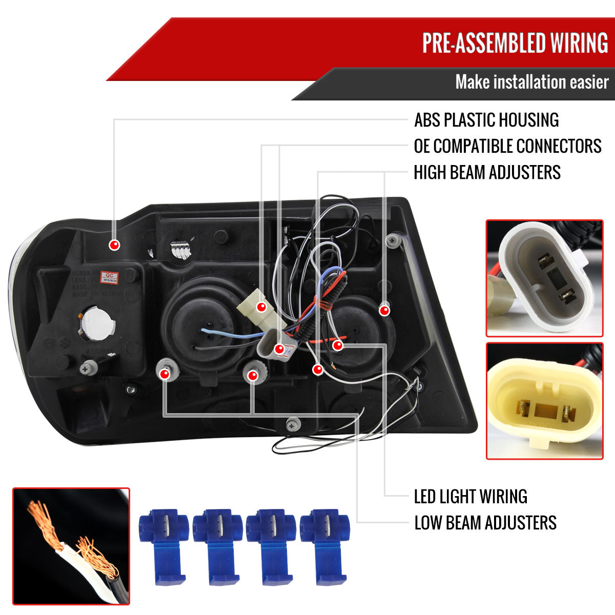 1999-2004 Jeep Grand Cherokee Dual Halo Projector Headlights (Chrome Housing/Clear Lens)