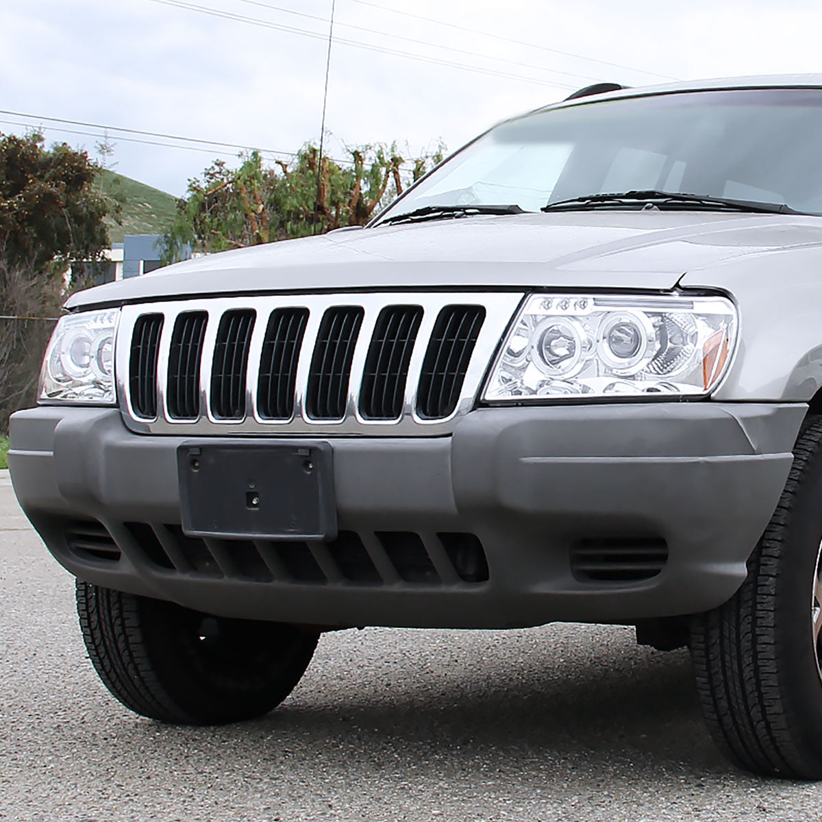 1999-2004 Jeep Grand Cherokee Dual Halo Projector Headlights (Chrome Housing/Clear Lens)