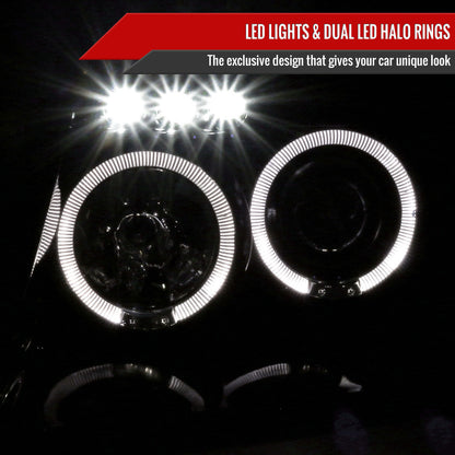 1999-2004 Jeep Grand Cherokee Dual Halo Projector Headlights (Jet Black Housing/Clear Lens)
