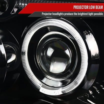 1999-2004 Jeep Grand Cherokee Dual Halo Projector Headlights (Jet Black Housing/Clear Lens)