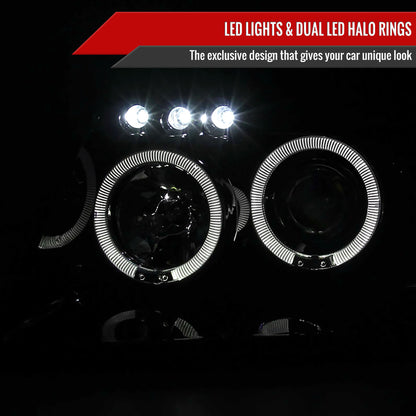 1999-2004 Jeep Grand Cherokee Dual Halo Projector Headlights (Glossy Black Housing/Smoked Lens)