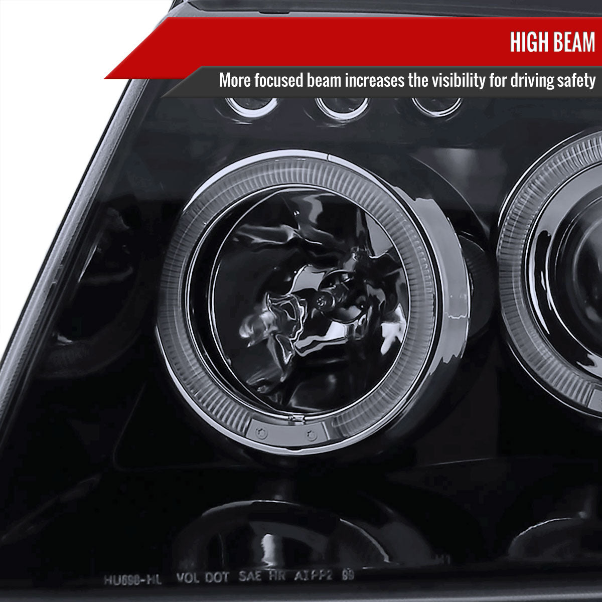 1999-2004 Jeep Grand Cherokee Dual Halo Projector Headlights (Glossy Black Housing/Smoked Lens)