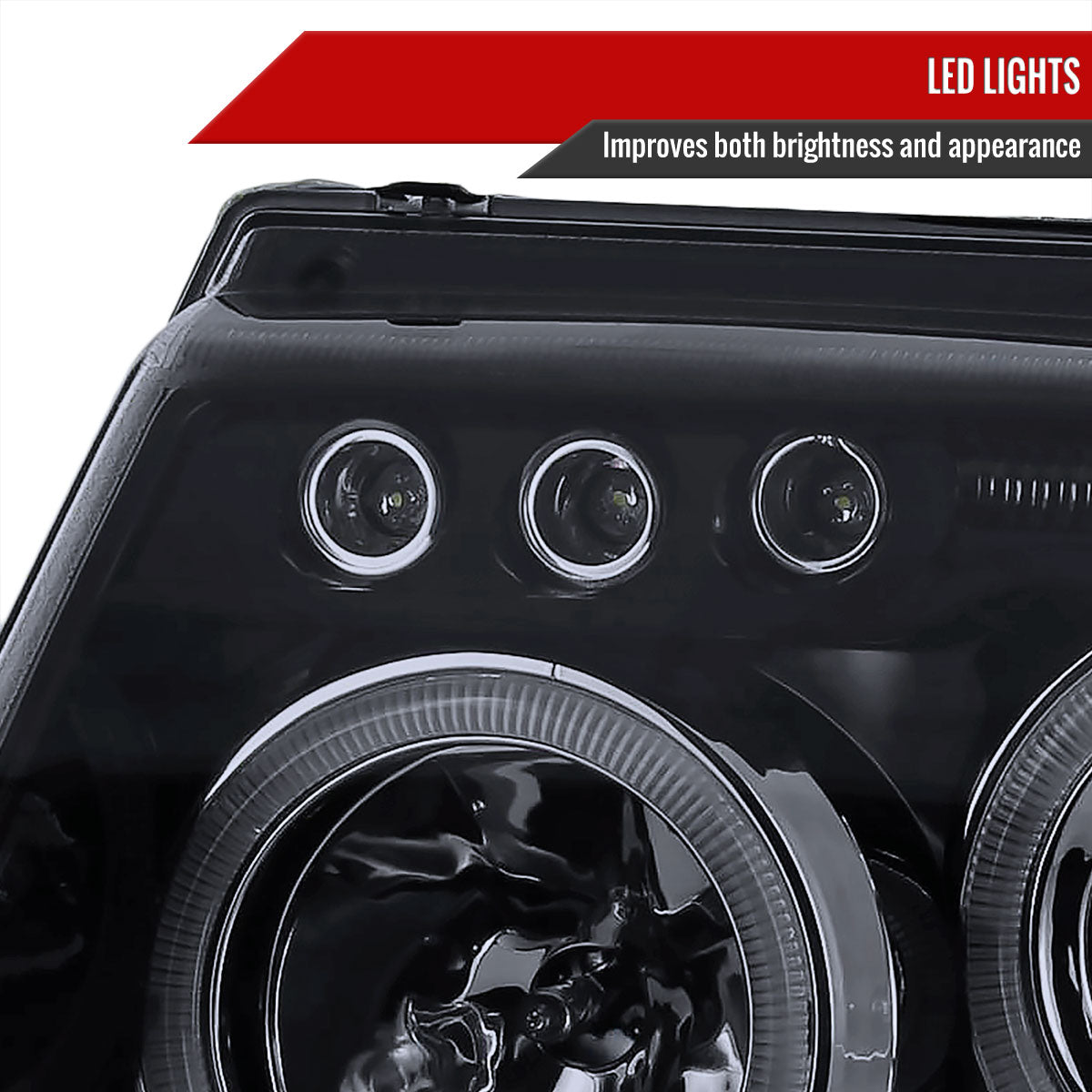 1999-2004 Jeep Grand Cherokee Dual Halo Projector Headlights (Glossy Black Housing/Smoked Lens)