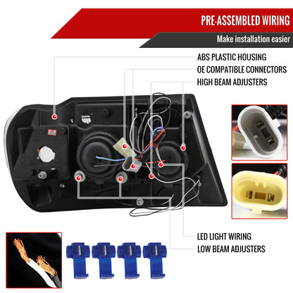 1999-2004 Jeep Grand Cherokee Dual Halo Projector Headlights (Glossy Black Housing/Smoked Lens)