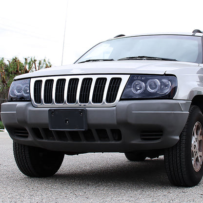 1999-2004 Jeep Grand Cherokee Dual Halo Projector Headlights (Glossy Black Housing/Smoked Lens)