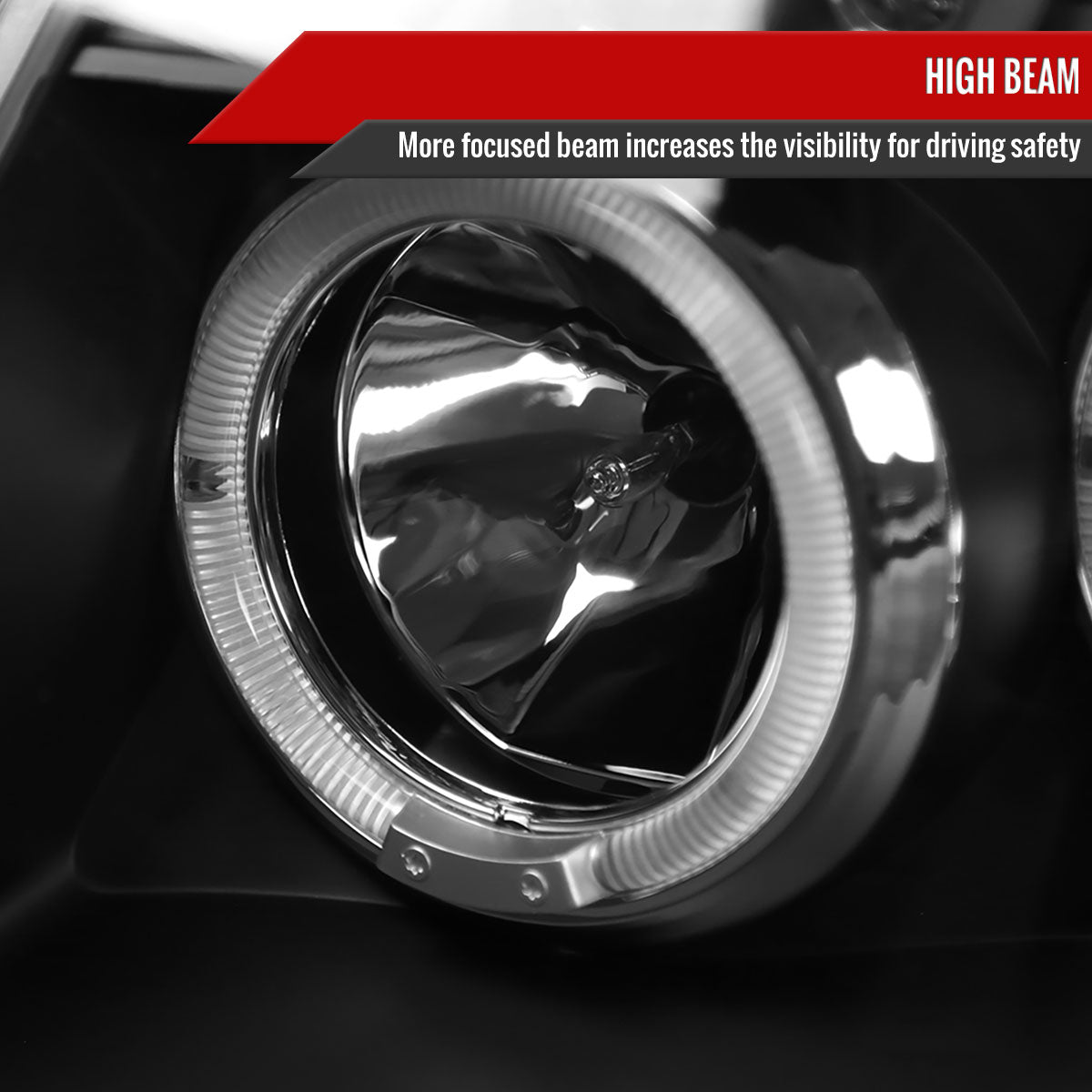 1999-2004 Jeep Grand Cherokee Dual Halo Projector Headlights (Matte Black Housing/Clear Lens)