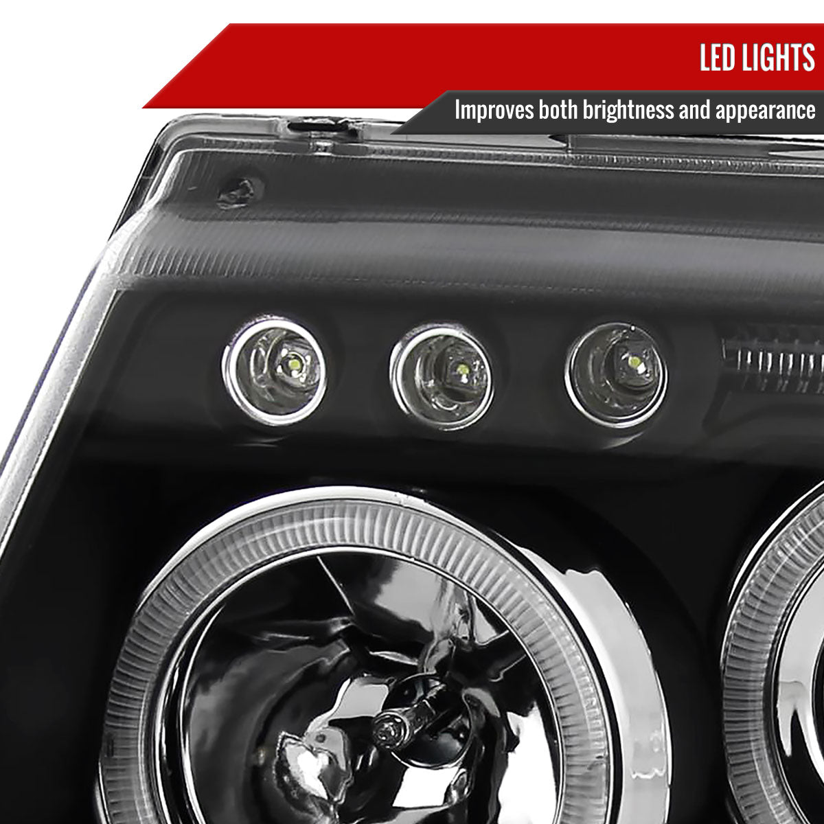 1999-2004 Jeep Grand Cherokee Dual Halo Projector Headlights (Matte Black Housing/Clear Lens)