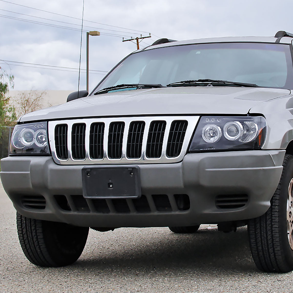 1999-2004 Jeep Grand Cherokee Dual Halo Projector Headlights (Matte Black Housing/Clear Lens)
