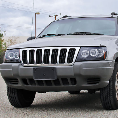 1999-2004 Jeep Grand Cherokee Dual Halo Projector Headlights (Matte Black Housing/Clear Lens)