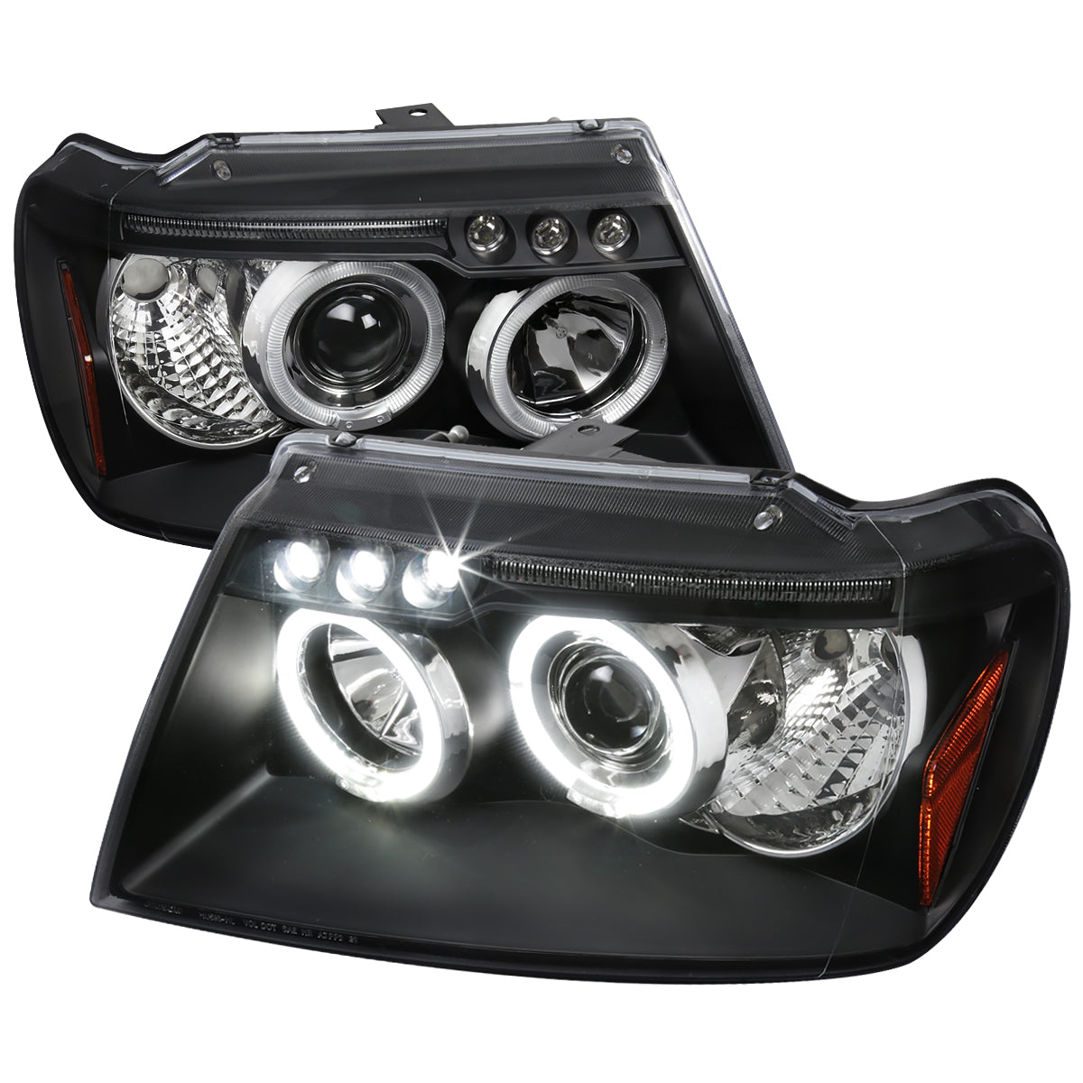 1999-2004 Jeep Grand Cherokee Dual Halo Projector Headlights (Matte Black Housing/Clear Lens)